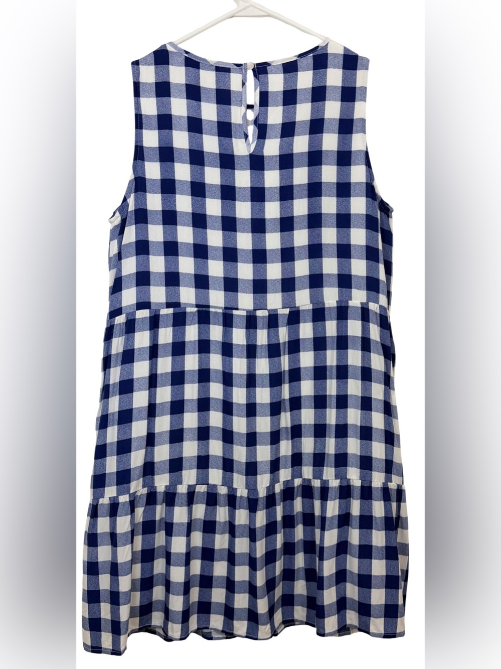 PRETTYGARDEN Blue & White Plaid Sleeveless Ruffle Sundress Medium - Picture 5 of 6